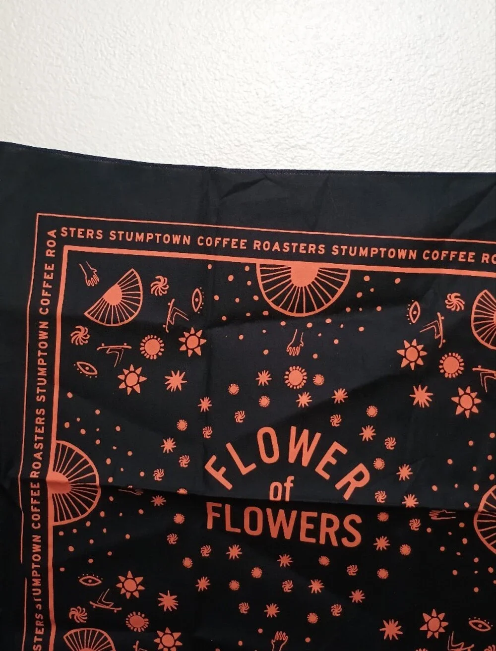 Stumptown Black & Orange 'Flower of Flowers' Wall Bandana
